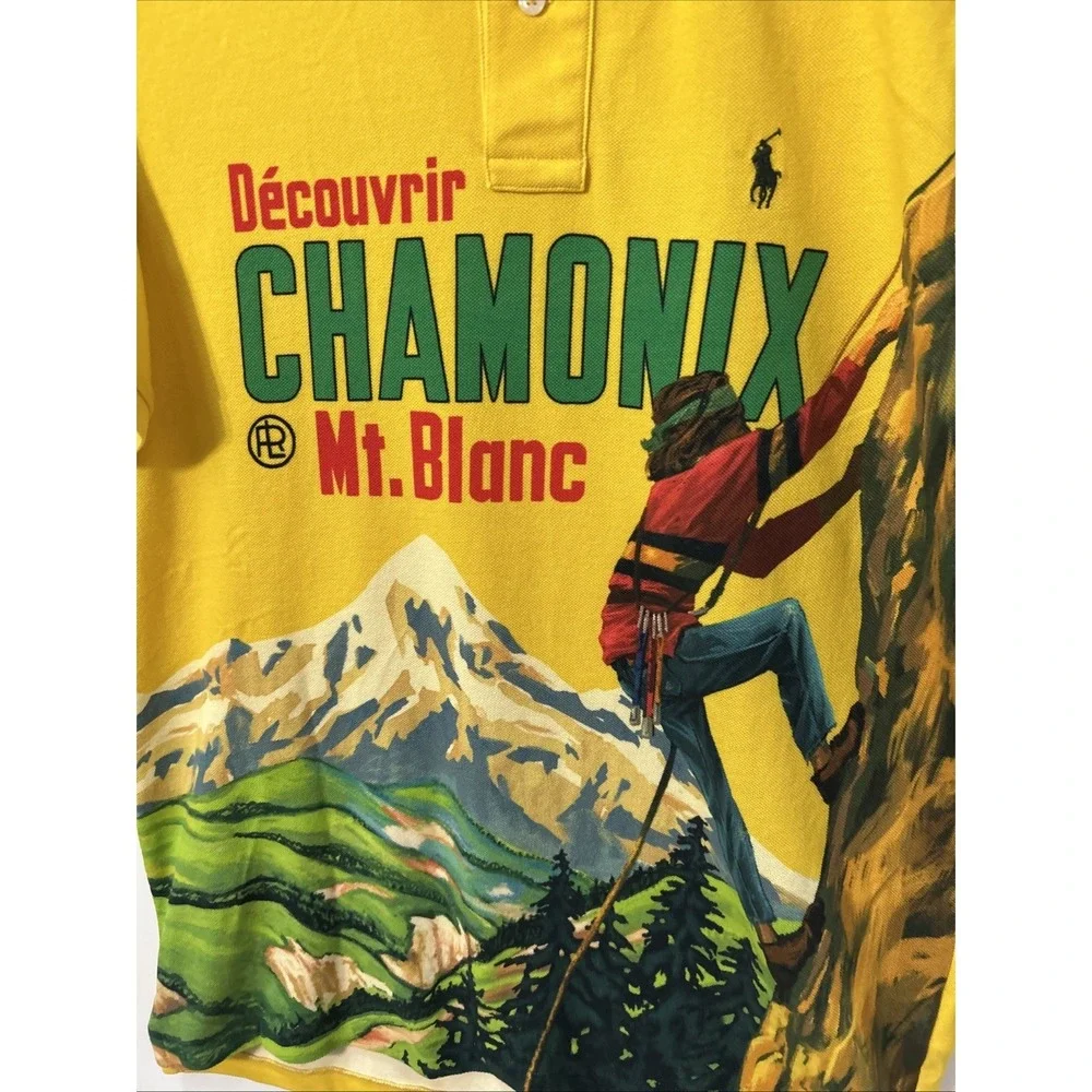 Mens RARE‎ Polo Ralph Lauren Chamonix Mt. Blanc Classic Fit Mesh Polo Shirt Med